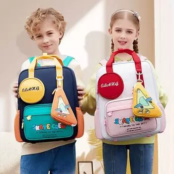 Модные контрастные цветные ранцы для начальной школы для девочек и мальчиков, симпатичные женские детские школьные сумки с защитой позвоночника, большие рюкзаки для книг
