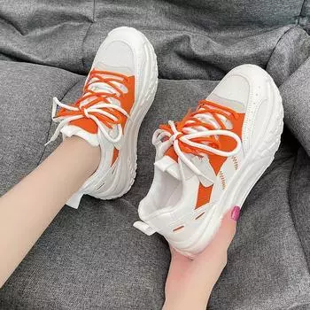 Модные контрастные цветные женские туфли на шнуровке 2024 года, новые женские удобные кроссовки на платформе Muffin 35 фиолетовый