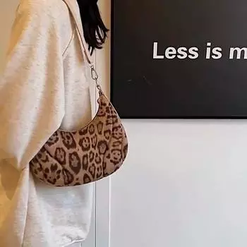 Модные коричневые леопардовые сумки через плечо из искусственной кожи, универсальная сумка под мышкой, винтажный маленький кошелек и сумки для женщин 23x7x18cm чёрный