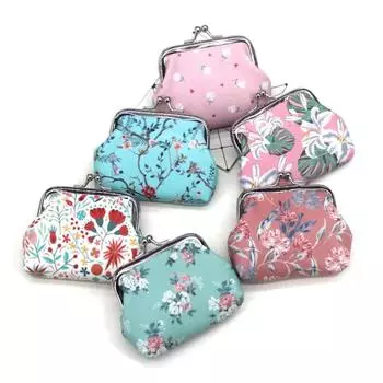 Модные кошельки для монет с цветочным принтом, женский кошелек Hasp Zero, женский кошелек, женский мини-кошелек для денег из искусственной кожи, держатель для ключей и карт