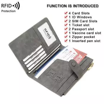 Модные кошельки из искусственной кожи на молнии RFID держатель для кредитных карт большой емкости винтажные женские кошельки в стиле минимализм повседневный кошелек серый