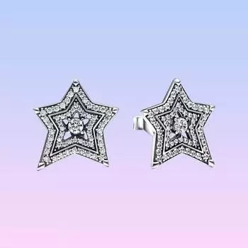 Модные космические асимметричные серьги-гвоздики из стерлингового серебра 925 пробы со звездами для женщин, ювелирные изделия на день рождения, подарок