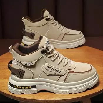 Модные ковбойские рабочие туфли Trend Versatiled Hombres Men Casual Sneakers Высококачественные удобные высокие ботильоны Chelsea 39