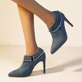 Модные ковбойские туфли на очень высоком каблуке, женские туфли с острым носком, сексуальные новые туфли 2024 года, дизайнерские трендовые туфли на осень, туфли-лодочки, платье, женские туфли Zapatos 35 синий