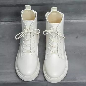 Модные кожаные ботильоны, женские ботинки на платформе на молнии, короткие сапоги, женские мотоциклетные ботинки 35 чёрный