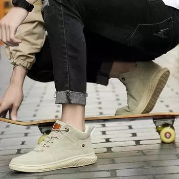 Модные кожаные ботинки до щиколотки, мужские повседневные ботинки, кроссовки для мальчиков, нескользящие удобные рабочие туфли, фирменные мужские короткие ботинки для мотоциклистов и путешественников 37