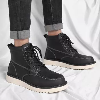Модные кожаные короткие ботинки на шнуровке в британском стиле с мягкой подошвой и износостойкими высокими ботинками для мужчин, деловые повседневные джинсовые ботинки 38 коричневый
