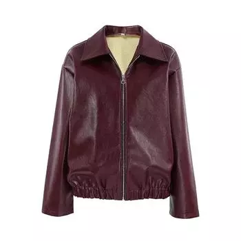 Модные кожаные куртки-бомберы женские свободные байкерские куртки-молнии с длинным рукавом Harajuku Y2k пальто 2024 осень уличная одежда Ins верхняя одежда S
