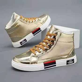 Модные кожаные мужские парусиновые туфли, осенние высокие повседневные туфли для мужчин, нескользящие мужские кроссовки, плоские теннисные туфли 39 белый