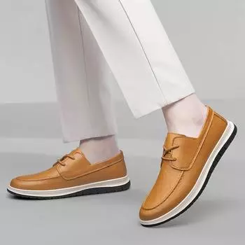 Модные кожаные мужские повседневные туфли люксового бренда 2024 года, мужские туфли для вождения, дышащие, без застежек, черные туфли для вождения, легкие, носимые 37 бежевый