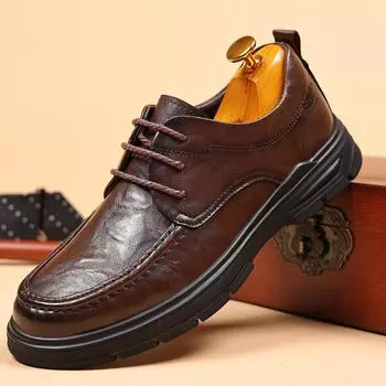 Модные кожаные мужские повседневные туфли на шнуровке, дизайнерские деловые рабочие туфли, удобные прогулочные кроссовки, модельные туфли на шнуровке, мужские мокасины 38 чёрный