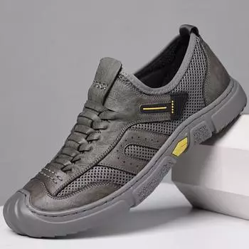 Модные кожаные сандалии мужские дышащие летние туфли мужские водонепроницаемые уличные мужские сандалии противоскользящие пляжные сандалии полые туфли обувь 38 коричневый