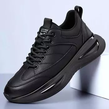 Модные кожаные туфли для мужчин на шнуровке Модные туфли на плоской подошве для ходьбы, спорта, оксфорды, дышащие, черного и белого цвета, для отдыха на природе Мужские туфли для вождения 6.5 чёрный