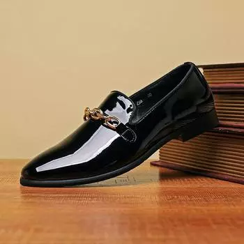 Модные кожаные туфли Monk Strap для мужчин, большие размеры, лоферы в британском стиле, повседневные туфли на плоской подошве для вечеринок и клуба 2024 года, новые туфли Zapatillas Hombre 6 чёрный