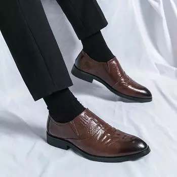 Модные кожаные туфли мужские мокасины слипоны деловая повседневная обувь на открытом воздухе классические туфли на высоком каблуке мужские туфли мужские мокасины 6.5 чёрный