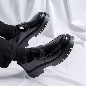 Модные кожаные туфли мужские слипоны мокасины для отдыха мягкие удобные мужские деловые туфли на плоской подошве модная повседневная обувь мужская брендовая обувь 6.5 чёрный