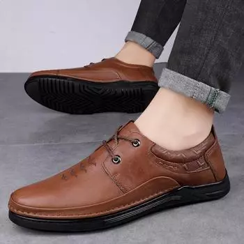 Модные кожаные туфли, мужские удобные повседневные модельные туфли, обувь высокого качества, мужская повседневная обувь, деловая официальная обувь 37 чёрный