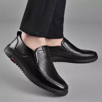 Модные кожаные туфли мужские весна осень лето коровья кожа перфорированные мужские деловые сандалии модные повседневные мужские мокасины обувь 38