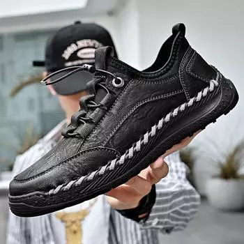 Модные кожаные туфли ручной работы, мужские повседневные кроссовки, обувь для вождения, мужские кожаные мокасины, мужская обувь, горячая распродажа, мокасины, инструментальная обувь 38 серый