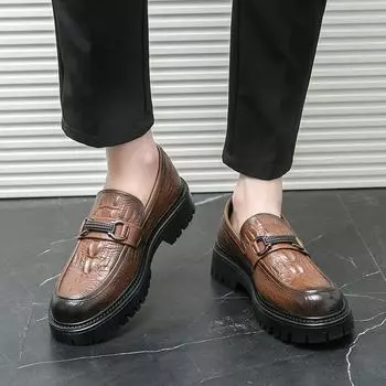 Модные кожаные туфли с одной педалью, мужская обувь корейской версии, мокасины с мягкой подошвой, повседневные мужские туфли Doudou на толстой подошве, британские 38