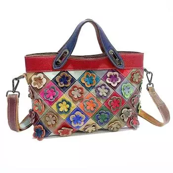 Модные кожаные женские сумки, сумка из коровьей кожи с цветочным узором, сумка-мессенджер с цветочным узором