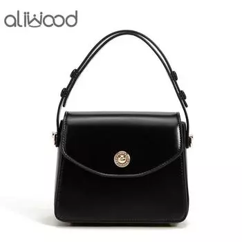 Модные кожаные женские сумки в стиле ретро, сумка через плечо с клапаном, дизайнерская женская сумка через плечо, высокое качество чёрный