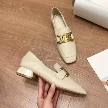 Модные кожаные женские туфли Lefu туфли с металлической пряжкой декоративные туфли-лодочки 34 коричневый