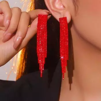 Модные красные длинные серьги-кисточки, серьги премиум-класса, фотосерьги, женские серьги, 1 пара