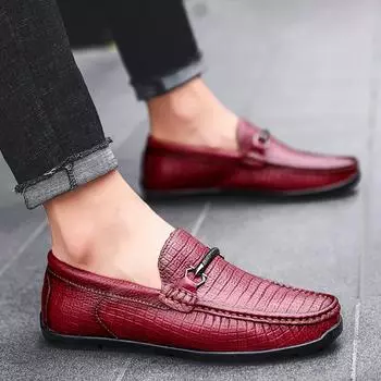 Модные красные мужские мокасины, без застежек, обувь для вождения, повседневные фирменные мокасины, мокасины, роскошные туфли для вождения автомобиля с мягкой подошвой, мужские кожаные туфли 37 красный