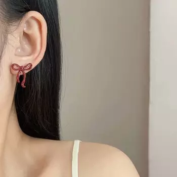 Модные красные серьги-бантики элегантные простые повседневные вечерние женские серьги-бантики как