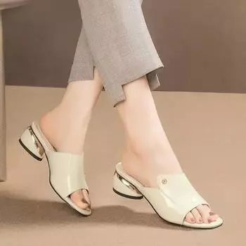 Модные красные сексуальные женские шлепанцы из мягкой искусственной кожи, летние модные туфли на каблуках для девочек, удобные женские тапочки 34