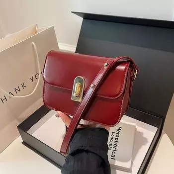 Модные красные женские маленькие квадратные сумки винтажные текстурированные сумки через плечо однотонные женские сумки из искусственной кожи