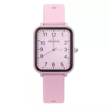 Модные красные женские прямоугольные кварцевые часы