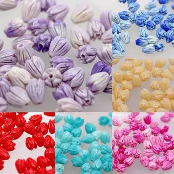 Модные красочные 10 шт. 7*9 мм распорка бутон цветка оптовая продажа свободные бусины кулон серьги DIY изготовление ювелирных изделий в виде розы