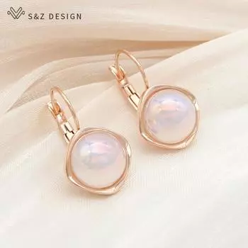 Модные красочные круглые серьги-капли с искусственным жемчугом для женщин и девочек, свадебные украшения, модные вечерние серьги цвета розового золота