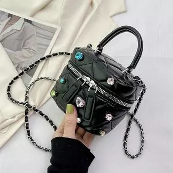 Модные красочные квадратные сумки с бриллиантами для женщин, милая простая сумка на одно плечо для вечеринки, новые мини-сумки через плечо с цепочкой
