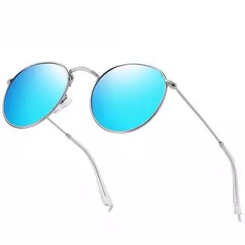Модные красочные поляризованные солнцезащитные очки, трендовые солнцезащитные очки в круглой оправе, металлические солнцезащитные очки