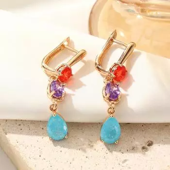 Модные красочные серьги-капли для женщин с подвесками из кубического циркония, ювелирные изделия, аксессуары для вечеринок синий