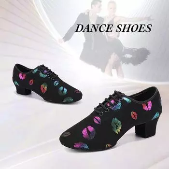 Модные красочные современные туфли для джазовых танцев, обувь для бальных вечеринок, обувь для учителей, обувь для латинских танцев, обувь на каблуке 5 см 34 разноцветный
