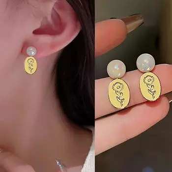 Модные красочные жемчужные серьги с розами для женщин, ювелирные изделия, подарки для девочек