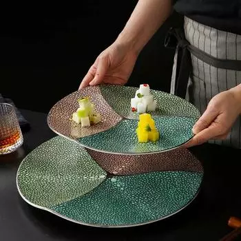 Модные креативные круглые обеденные тарелки в стиле ретро в китайском стиле Керамическая тарелка Изысканные блюда Десерты Столовые приборы для ресторана