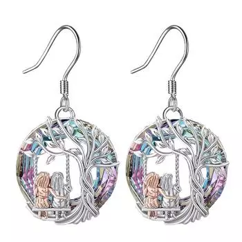 Модные креативные милые серьги «Древо жизни», декоративные аксессуары, подарок на день рождения для девочек серебряный