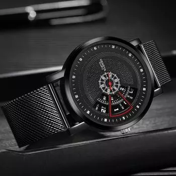 Модные креативные поворотные мужские часы мужские часы кварцевые часы Milan с сетчатым ремнем