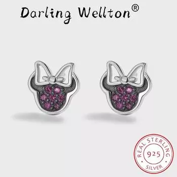 Модные креативные серьги-гвоздики из черного золота с аметистом S925, серебряные серьги для женщин, милые бабочки, оригинальные стерлинговые серебро, подарок на день Святого Валентина, ювелирные изделия белый