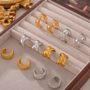 Модные крестообразные геометрические индивидуальные титановые стальные позолоченные серьги легкие роскошные темпераментные женские серьги холодного ветра