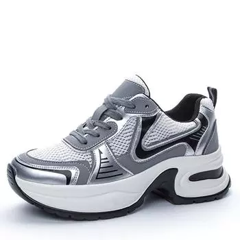 модные кроссовки 35-43 5 см из воздушной сетки из кожи летние полые женские сандалии на платформе и танкетке массивные кроссовки модные удобные вулканизированные туфли 35