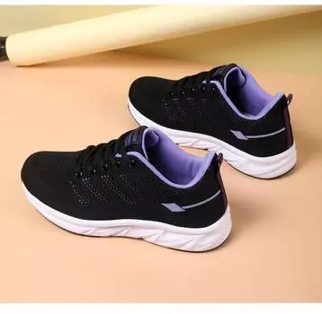 Модные кроссовки для бега, женские дышащие кроссовки, летняя легкая сетчатая женская спортивная обувь, тренировочные туфли на шнуровке для активного отдыха 35 чёрный