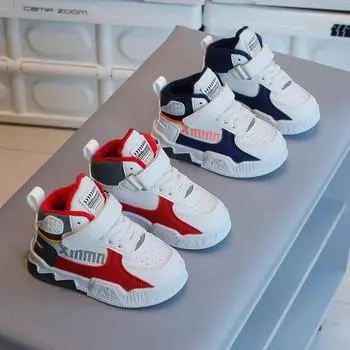 Модные кроссовки для детей Трендовые модные баскетбольные кроссовки для мальчиков Мягкая нескользящая подошва Детская спортивная обувь Теннисные туфли 22 красный