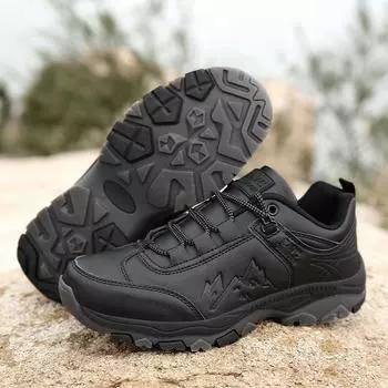 Модные кроссовки для походов Мужская обувь на шнуровке для отдыха на открытом воздухе Износостойкая повседневная обувь из кожи Woodland для походов и путешествий Спортивная обувь для мужчин кроссовки 7 чёрный