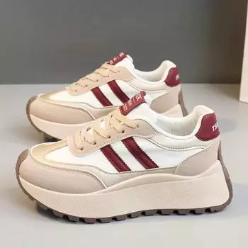 Модные кроссовки для женщин 2024 года, осень, новые винтажные универсальные повседневные легкие туфли на толстой подошве для папы, обувь на платформе, беговая обувь 35 хаки